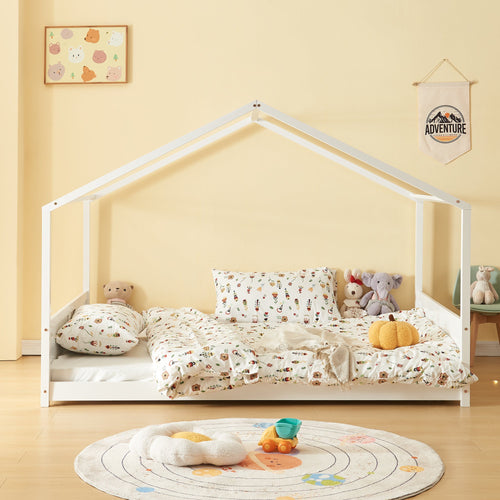 Kinderbed Simo huisbed met matras wit [en.casa]