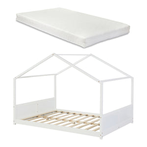 Kinderbed Simo huisbed met matras wit [en.casa]