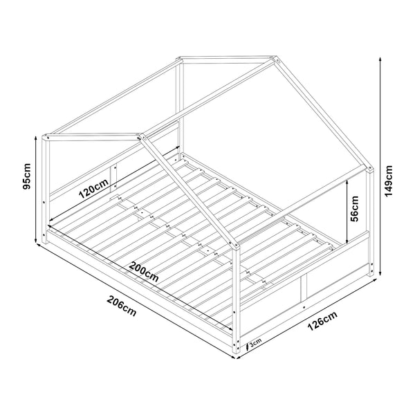 Kinderbed Simo huisbed met matras wit [en.casa]