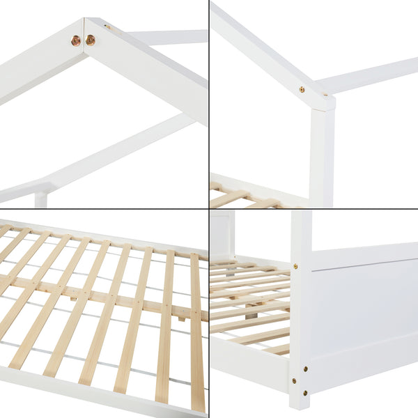 Kinderbed Simo huisbed met matras wit [en.casa]