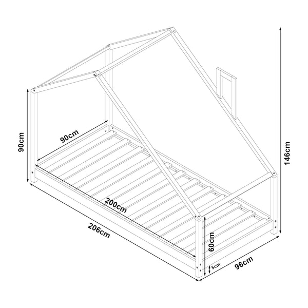 Kinderbed Siuntio huisbed met bedbodem naturel [en.casa]
