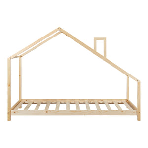 Kinderbed Siuntio huisbed met bedbodem naturel [en.casa]