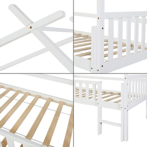 Kinderbed Sotkamo huisbed met matras 90x200 cm [en.casa]