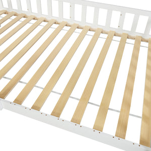 Kinderbed Ydre huisbed met matras en bedbodem wit [en.casa]
