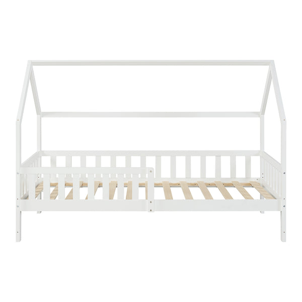 Kinderbed Ydre huisbed met bedbodem wit [en.casa]