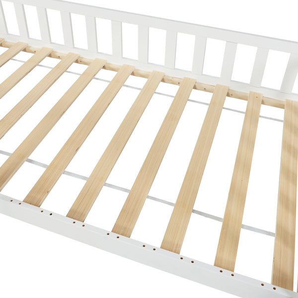 Kinderbed Ydre huisbed met bedbodem wit [en.casa]
