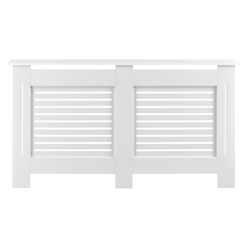 Cache-radiateur Charleston avec étagère aspect lamelles blanc en.casa - premiumXL