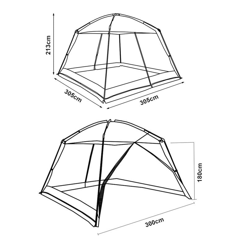 Croquis coté Tonnelle de jardin Beekdaelen 305 x 305 x 213 cm pro.tec