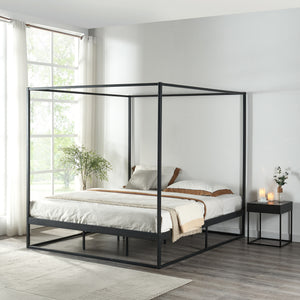 Lit à baldaquin Kristianstad métal noir en différentes tailles [en.casa] - premiumXL