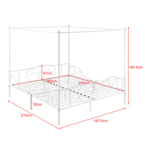 Lit à Baldaquin Finström en Métal Plusieurs tailles et couleurs différentes [en.casa]