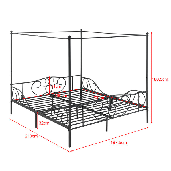Metalen hemelbed Finström met bedbodem en matras [en.casa]
