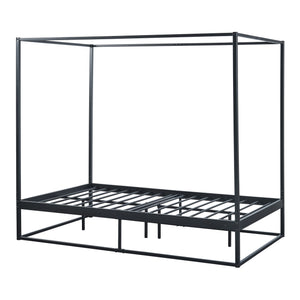 Lit à baldaquin Kristianstad métal noir [en.casa]