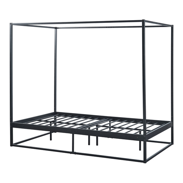 Lit à baldaquin Kristianstad métal noir [en.casa]