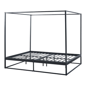 Lit à baldaquin Kristianstad métal noir [en.casa]