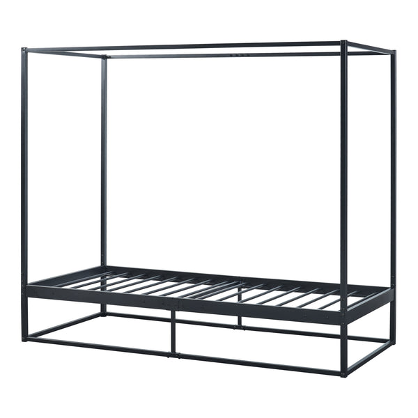 Lit à baldaquin Kristianstad métal noir [en.casa]