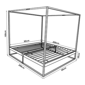 Lit à baldaquin Kristianstad métal noir [en.casa]