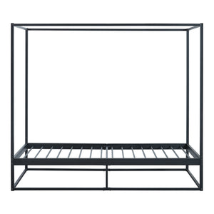 Lit à baldaquin Kristianstad métal noir [en.casa]