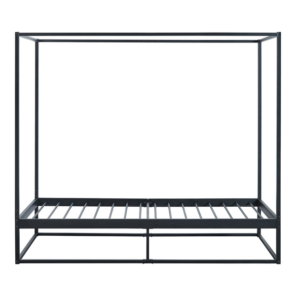 Lit à baldaquin Kristianstad métal noir [en.casa]