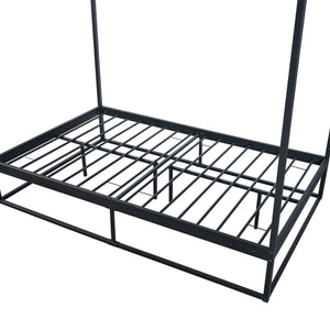 Lit à baldaquin Kristianstad et matelas à mousse froid noir [en.casa] [neu.haus]