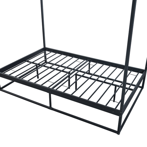 Lit à baldaquin Kristianstad et matelas à mousse froid noir [en.casa] [neu.haus]