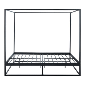 Lit à baldaquin Kristianstad et matelas à mousse froid noir [en.casa] [neu.haus]