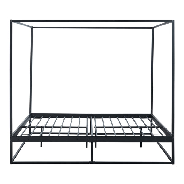 Lit à baldaquin Kristianstad et matelas à mousse froid noir [en.casa] [neu.haus]