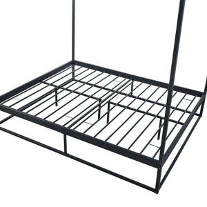 Lit à baldaquin Kristianstad et matelas à mousse froid noir [en.casa] [neu.haus]
