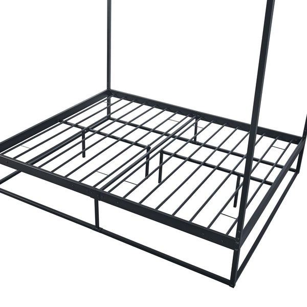 Lit à baldaquin Kristianstad et matelas à mousse froid noir [en.casa] [neu.haus]