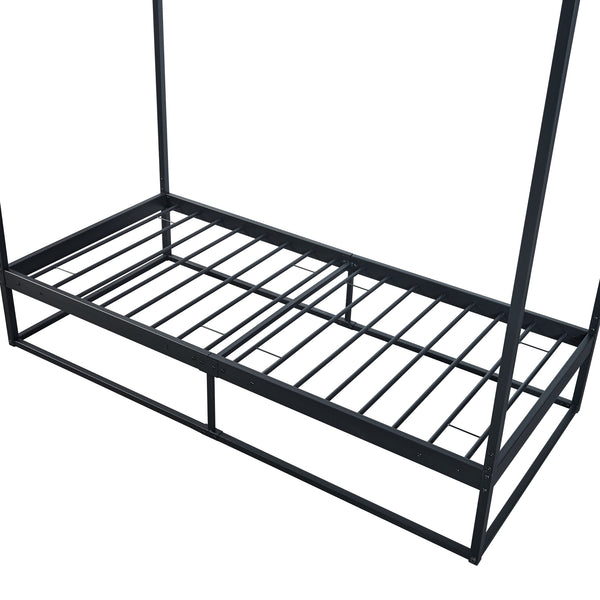 Lit à baldaquin Kristianstad et matelas à mousse froid noir [en.casa] [neu.haus]