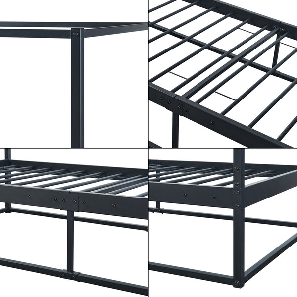 Lit à baldaquin Kristianstad et matelas à mousse froid noir [en.casa] [neu.haus]