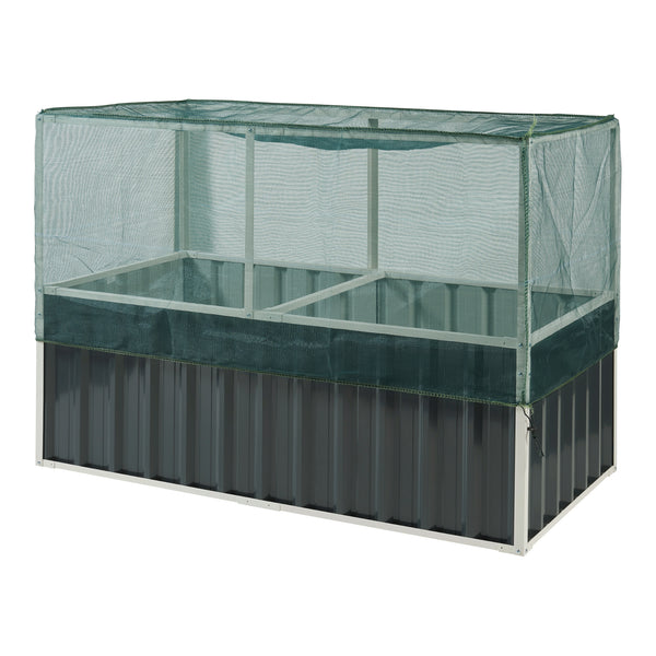 Moestuinbak met net Alblasserdam met 1 paar handschoenen antracietgrijs [en.casa]