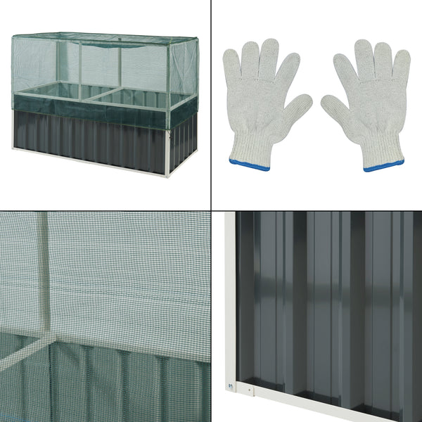 Moestuinbak met net Alblasserdam met 1 paar handschoenen antracietgrijs [en.casa]