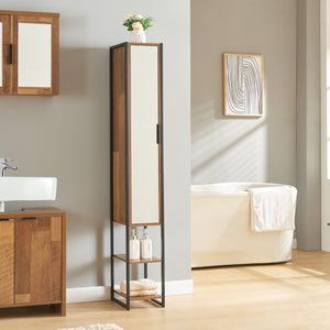 Meuble colonne de salle de bain Namsskogan effet noyer noir [en.casa]