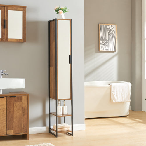Meuble colonne de salle de bain Namsskogan effet noyer noir [en.casa]