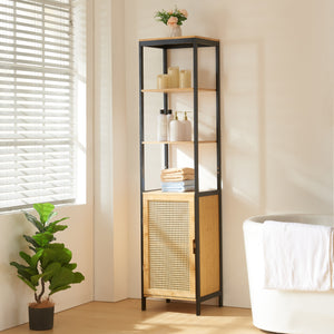 Hoge kast Tervola 172x40x35cm Bamboe Zwart [en.casa] - premiumXL