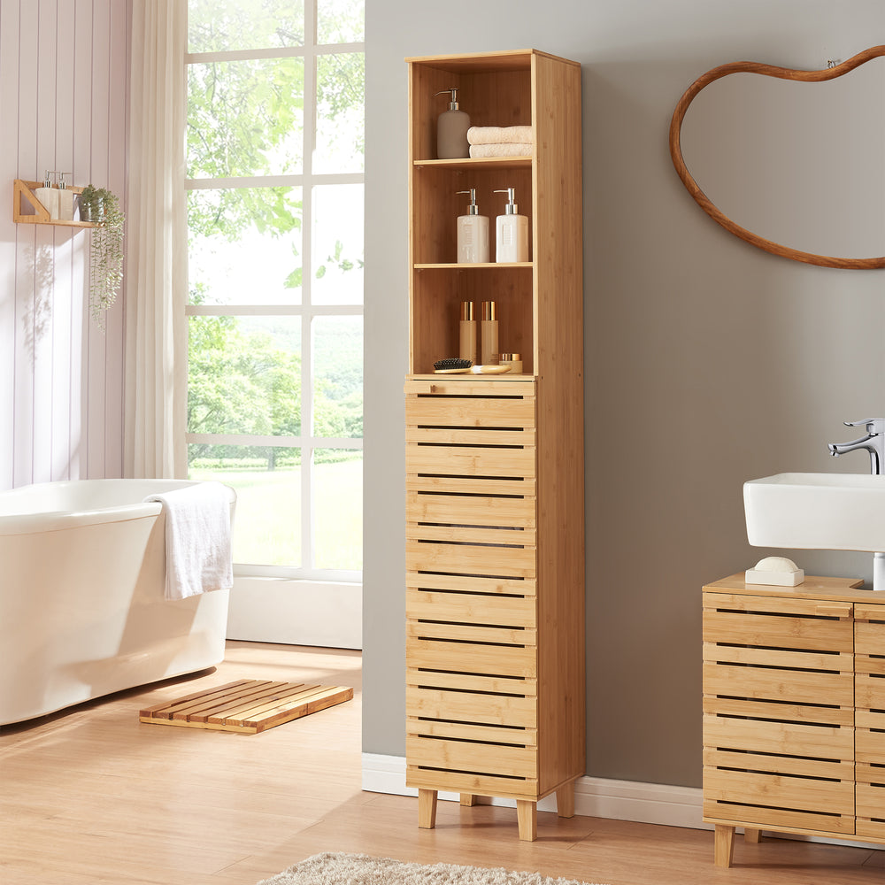 Hoge kast Epind 180x33x30 cm bamboe [en.casa] - premiumXL