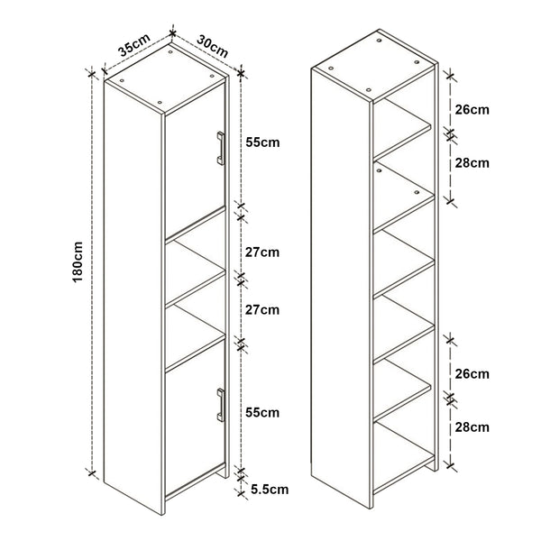 Meuble colonne de cuisine Rautrina 180 x 35 x 30 cm [en.casa] 