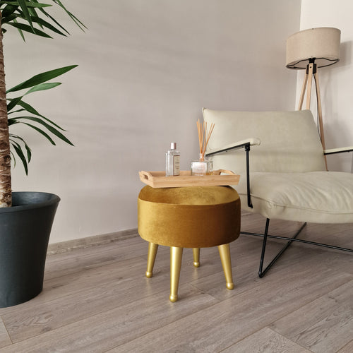 Polsterhocker Laholm Ø 40cm fluweel in verschillende kleuren [en.casa] - premiumXL