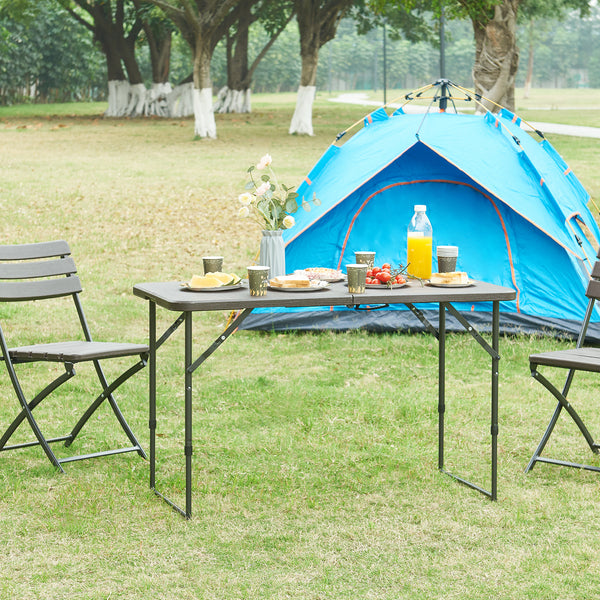 Table de camping pliante Adelfia à hauteur réglable 120 x 60 cm [en.casa]