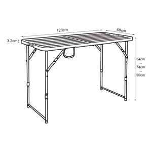 Table de camping pliante Adelfia à hauteur réglable 120 x 60 cm [en.casa]