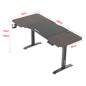 Bureau électrique Oxnard à hauteur réglable 73 - 118 cm en forme de L [pro.tec]