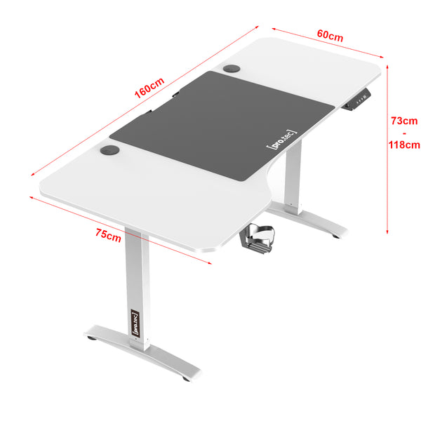 Bureau électrique Oxnard à hauteur réglable 73 - 118 cm en forme de L [pro.tec]