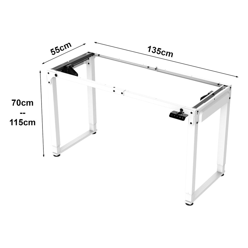 Croquis coté Pied de table électrique à hauteur réglable Kirkkonummi acier allié hauteur 70 -115 cm pro.tec
