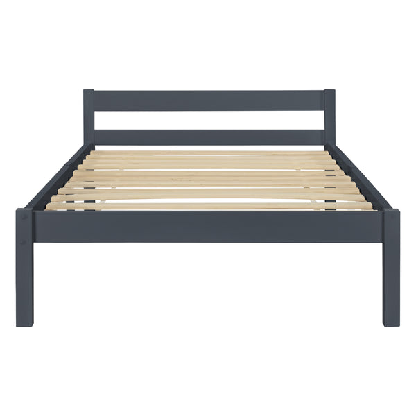 Cadre de Lit Solide Stylé à Sommier à Lattes Design en Pin et Bois Stratifié [en.casa]