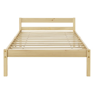 Cadre de Lit Solide Stylé à Sommier à Lattes Design en Pin et Bois Stratifié [en.casa]