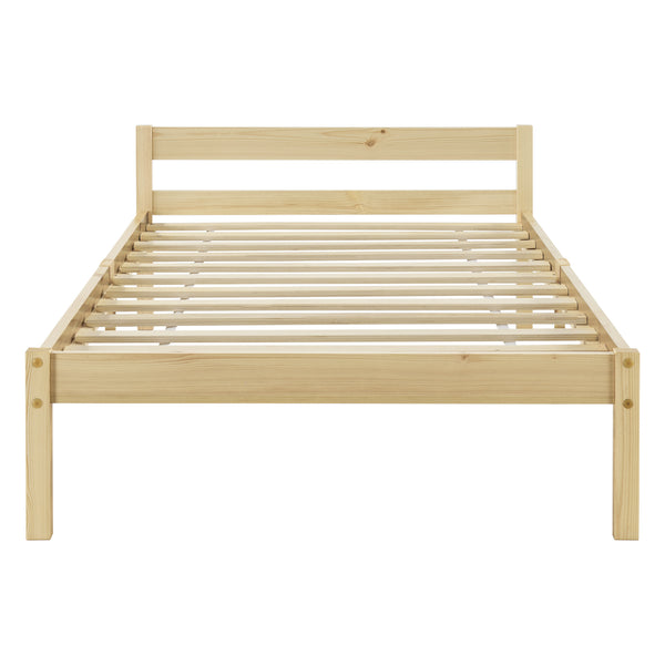Cadre de Lit Solide Stylé à Sommier à Lattes Design en Pin et Bois Stratifié [en.casa]