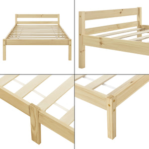 Cadre de Lit Solide Stylé à Sommier à Lattes Design en Pin et Bois Stratifié [en.casa]