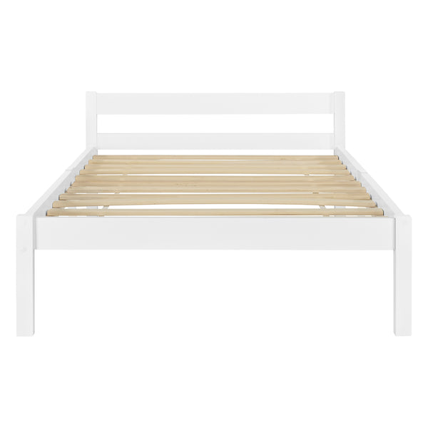 Cadre de Lit Solide Stylé à Sommier à Lattes Design en Pin et Bois Stratifié [en.casa]