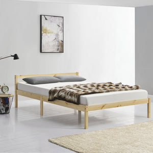 Cadre de Lit Solide Stylé à Sommier à Lattes Design en Pin et Bois Stratifié [en.casa]