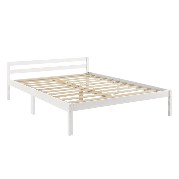 Cadre de Lit Solide Stylé à Sommier à Lattes Design en Pin et Bois Stratifié [en.casa]